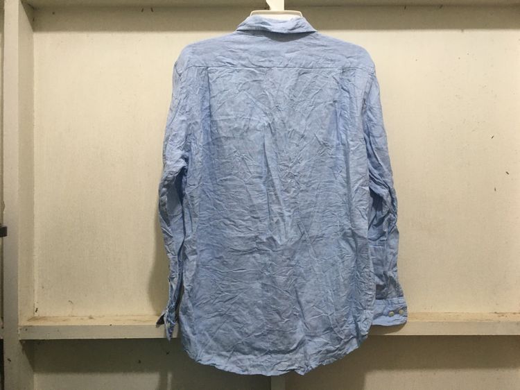 เสื้อเชิ้ต ผ้าลินิน  แบรนด์ UNIQLO สีฟ้า รูปที่ 2
