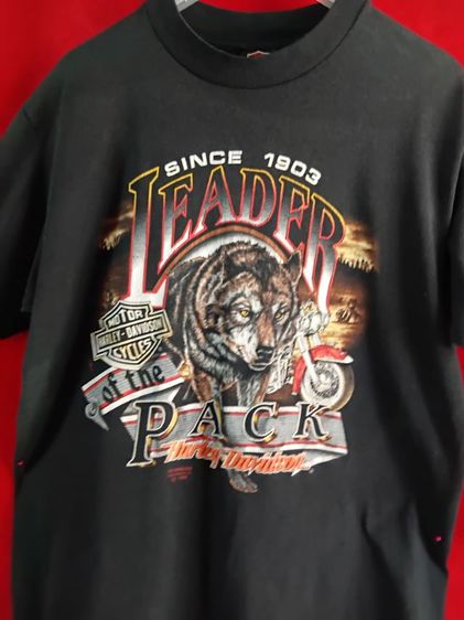 เสื้อยืดวินเทจ Harley-Davidson 3 D Emblem" LEADER OF THE PACK"