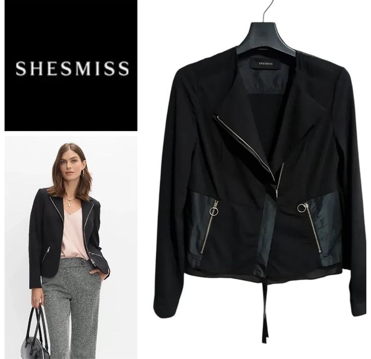 แขนยาว ดำ เสื้อแจ็คเก็ต | เสื้อคลุม อื่นๆ แจ็กเก็ตทรงสวย แบรนด์ SHESMISS จากเกาหลี ไซส์ M (66) สภาพนางฟ้า