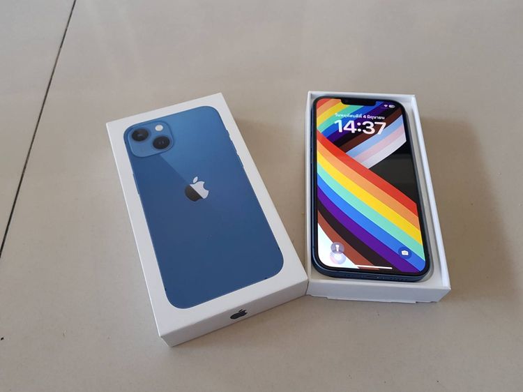 ขายมือถือไอโฟน13 iPhone 13 สีน้ำเงิน 128gb สภาพสวย มีกล่อง สายชาร์จ คู่มือ