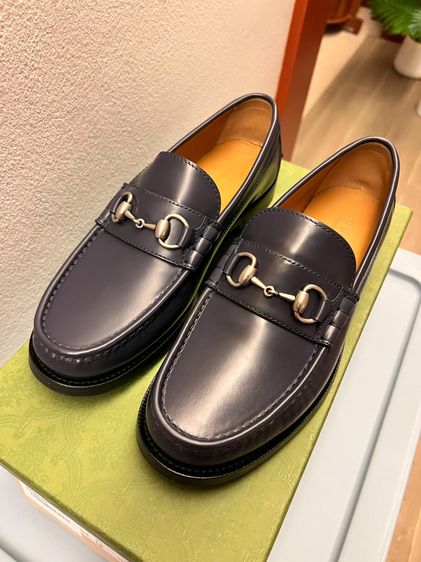 รองเท้าทางการ หนังแท้ UK 8.5 | EU 42 2/3 | US 9 น้ำเงิน Gucci Kaveh Leather Horsebit Loafer