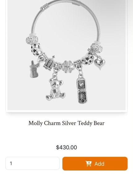 จิวเวอรี่ สร้อยข้อมือ ชาร์มข้อมือ Molly jewelry แท้