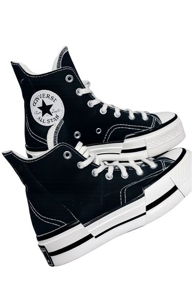 ดำ UK 6 | EU 39 1/3 | US 6.5 Converse Chuck 70 Plus Classic Future Deconstructed Unisex Soft Platform รองเท้าผ้าใบ