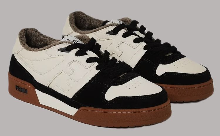 รองเท้าหนังกึ่งทางการ หนังแท้ FENDI Match Low Top Suede Black Beige