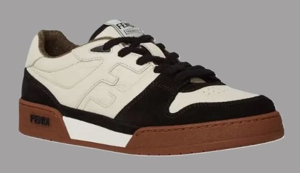 FENDI Match Low Top Suede Black Beige รูปที่ 4