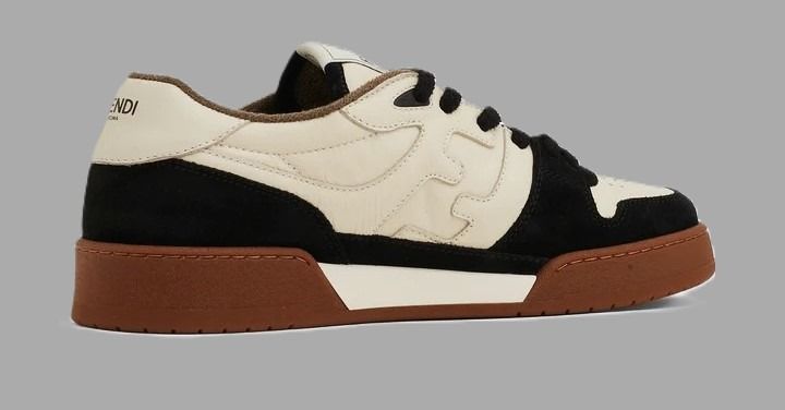 FENDI Match Low Top Suede Black Beige รูปที่ 5