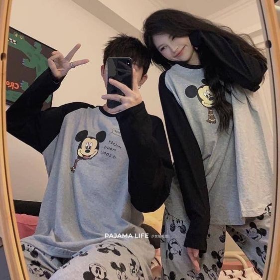 เซตชุดนอน Mickey ชุดนอนแขนยาวขายาว 