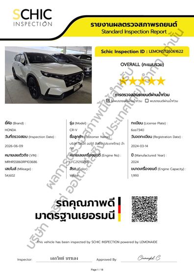 Honda CR-V 2024 2.0 eHEV ES Utility-car ไฮบริด ไม่ติดแก๊ส เกียร์อัตโนมัติ ขาว รูปที่ 2