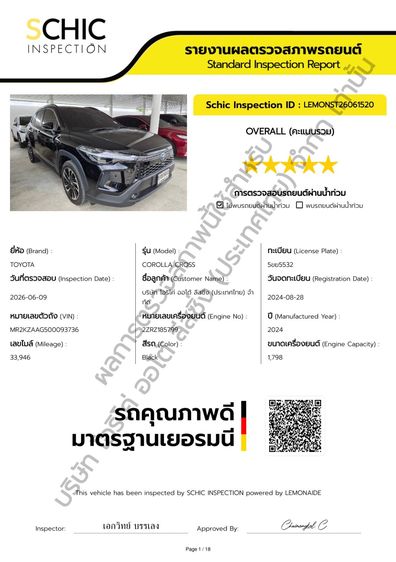Toyota Corolla Cross 2024 1.8 HEV Premium Luxury Utility-car ไฮบริด ไม่ติดแก๊ส เกียร์อัตโนมัติ ดำ รูปที่ 2