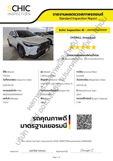 Toyota Corolla Cross 2023 1.8 Hybrid Premium Utility-car ไฮบริด ไม่ติดแก๊ส เกียร์อัตโนมัติ ขาว รูปที่ 2