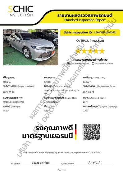 Toyota Camry 2019 2.5 Hybrid Sedan ไฮบริด ไม่ติดแก๊ส เกียร์อัตโนมัติ บรอนซ์เงิน รูปที่ 2