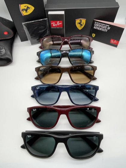 แว่นตากันแดด 🏎️ Ray-Ban x Scuderia Ferrari Collection 🏁 แว่นกันแดดคอลเลกชันพิเศษระดับโลก ดีไซน์สปอร์ตหรู โฉบเฉี่ยว น้ำหนักเบา พร้อมโลโก้ม้า Ferrari สุด