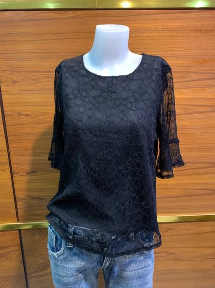 เสื้อลูกไม้สีดำ แขนสามส่วน รูปที่ 2