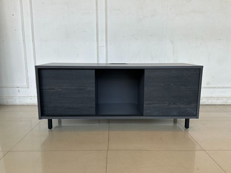 ตู้วางทีวี 2 บานเลื่อน โครงไม้ MDF สีเทา ขาเหล็กสีดำ รูปที่ 5