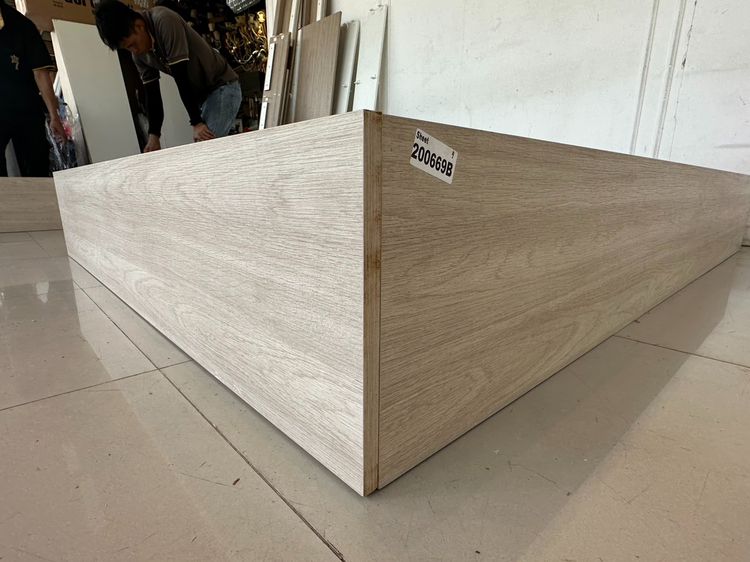 เตียงนอน 5 ฟุต ไม่มีหัวเตียง โครงฐานและคานไม้ MDF สีบีชลายไม้ รูปที่ 9