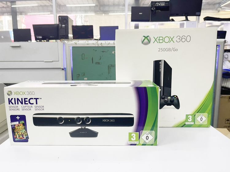 เกมส์ Xbox และอุปกรณ์ เชื่อมต่อไร้สายได้ XBOX 360 Slim พร้อม  กล้อง Kinect 250 GB สภาพเยี่ยม ใช้งานได้ดี ราคาถูกใจ