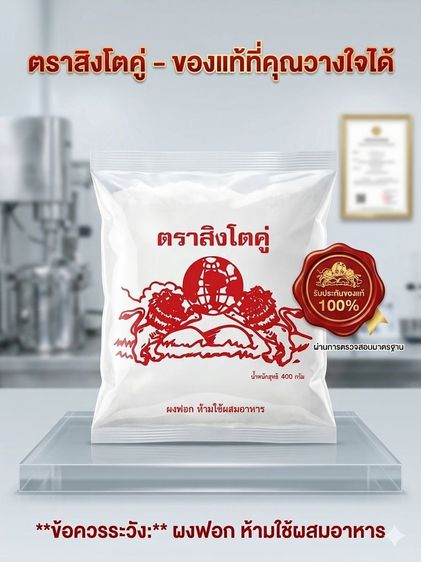 สิงโตคู่ ยาฟอกขาว สารฟอกขาว ยากัด ยากัดขาว ผงฟอก ผงกัดขาว ผงฟอกขาว  400 กรัม