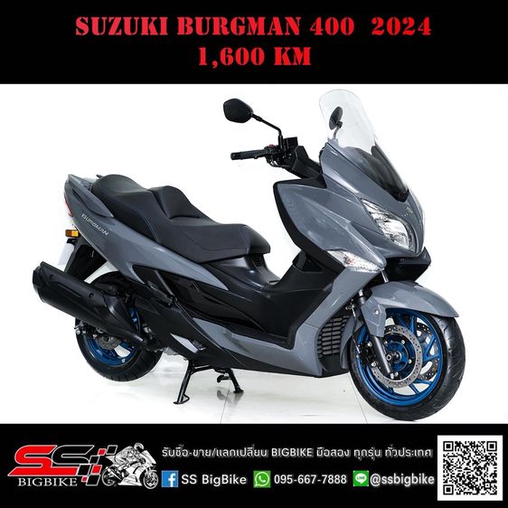 SUZUKI BURGMAN 400 สีเทาลัมโบ ปี2024 วิ่งน้อย 1,600km ไมล์แท้ มือเดียว สภาพป้ายแดง ไร้ริ้วรอย
