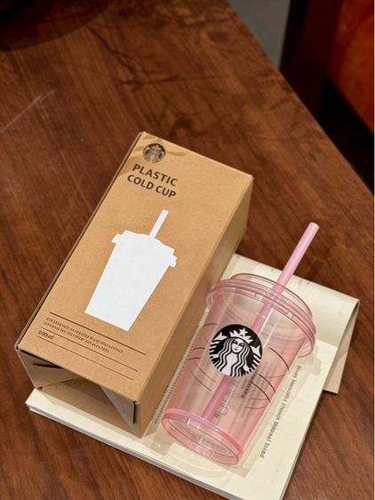 แก้วน้ำStarbucks ชมพูใส วัสดุ AS 