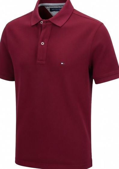 Tommy Hilfiger Regular Fit Flag Burgundy Polo Shirt  รูปที่ 4