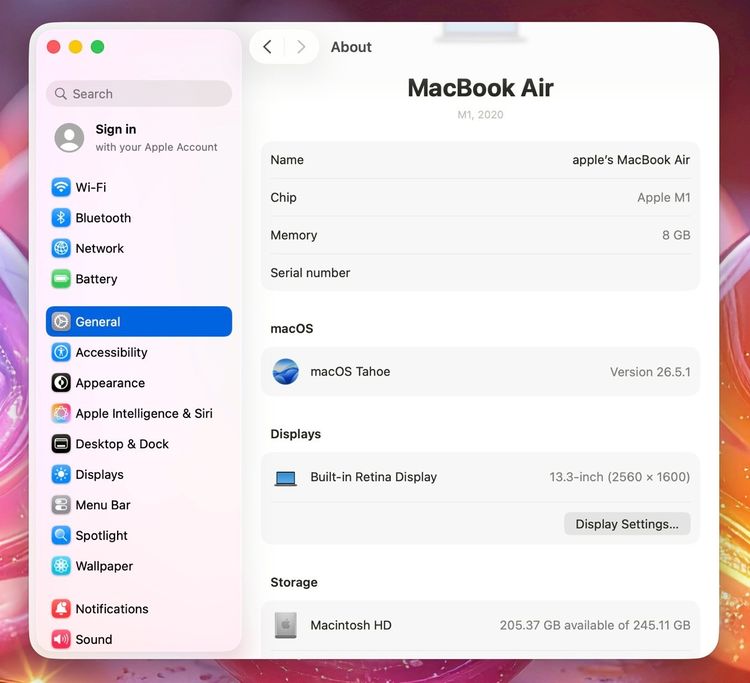 MacBook Air 13-inch M1,2020 Ram8GB SSD256GB Space Gray รูปที่ 12
