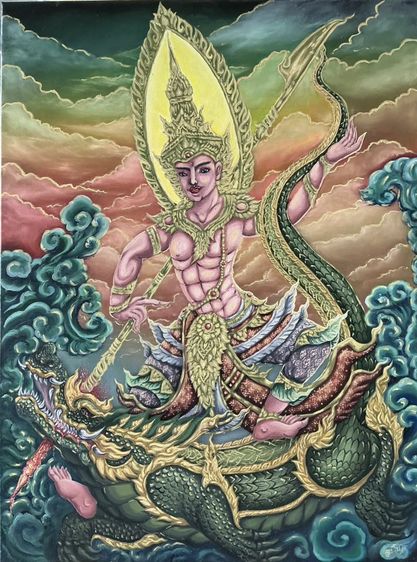 ภาพวาดไกรทองปราบชาละวัน Krai Thong and Chalawan