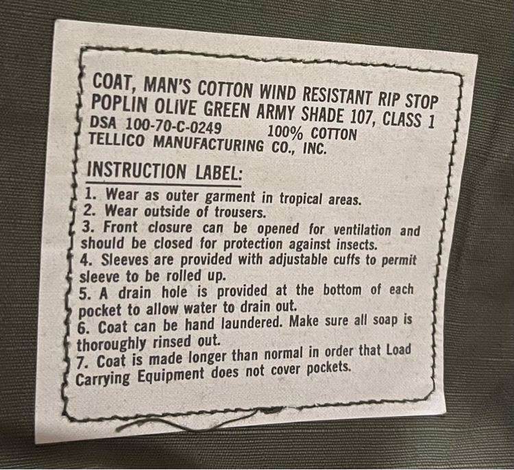 Tropical Combat Jacket 5rd Pattern เสื้อกระเป๋าเฉียงรุ่นที่ 5 ปี1970 Size X-Small Regular  รูปที่ 15
