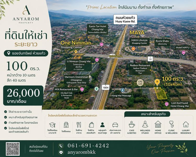 ปล่อยเช่าที่ดินระยะยาว 100 ตรว. ถนนห้วยแก้ว เชียงใหม่ รูปที่ 2