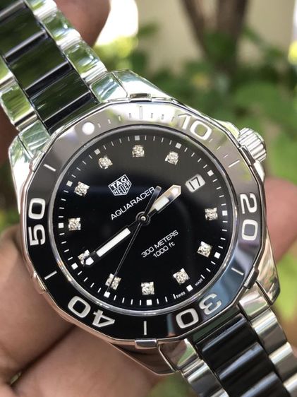 ดำ Tag Heuer Aquaracer Quartz Diamond Black Ceramic Black Dial (Boy Size)🇨🇭🇨🇭
