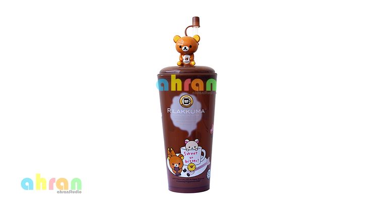 อุปกรณ์ในครัวอื่นๆ แก้วริลักกูมะ สีน้ําตาล พร้อมฝาปิดและหลอด Rilakkuma Glass With lid and tube - Brown