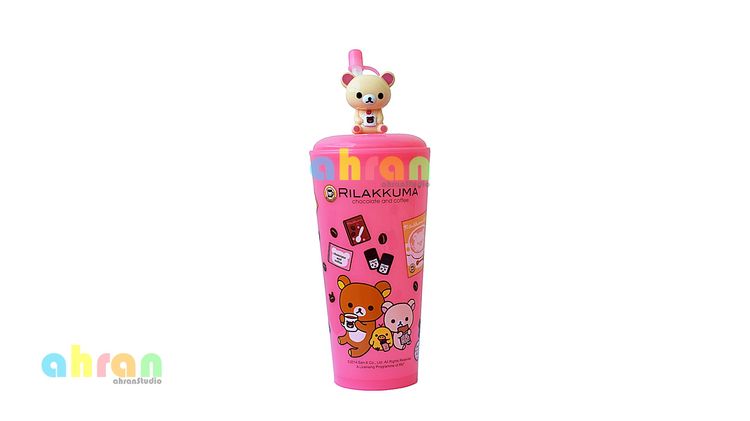 อุปกรณ์ในครัวอื่นๆ แก้วริลักกูมะ สีชมพู พร้อมฝาปิดและหลอด Rilakkuma Glass With lid and tube