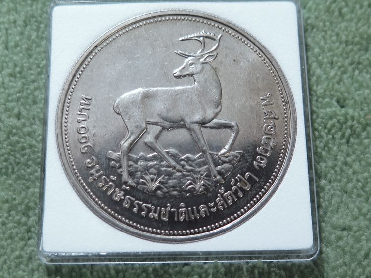 เหรียญ100บาท อนุรักษ์ธรรมชาติและสัตว์ป่า พศ.2517 เนื้อเงิน