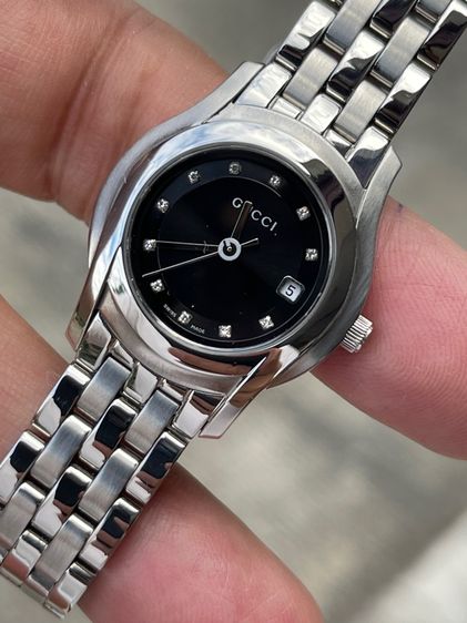 GUCCI Round face Watches 5500L Diamond Quartz Black Dial Women's SS  รูปที่ 5