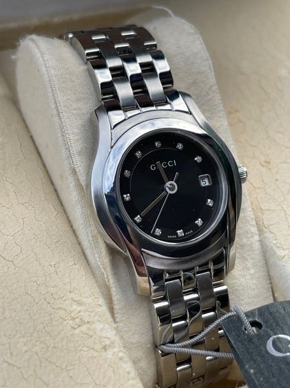 GUCCI Round face Watches 5500L Diamond Quartz Black Dial Women's SS  รูปที่ 3