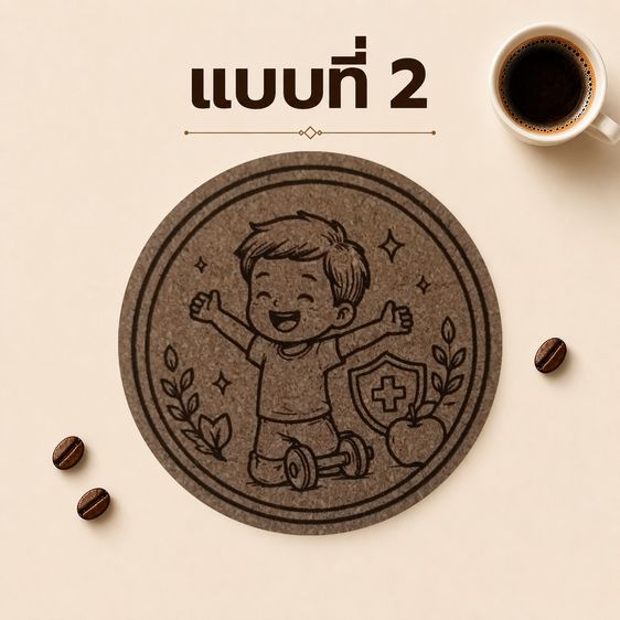 แผ่นรองแก้วคอร์กอัด ลายสุขใจ รูปที่ 4