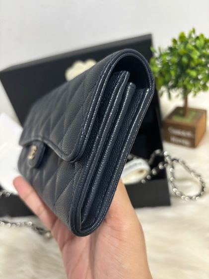 sarah long wallet navy carviar มือสองแท้💯  รูปที่ 4