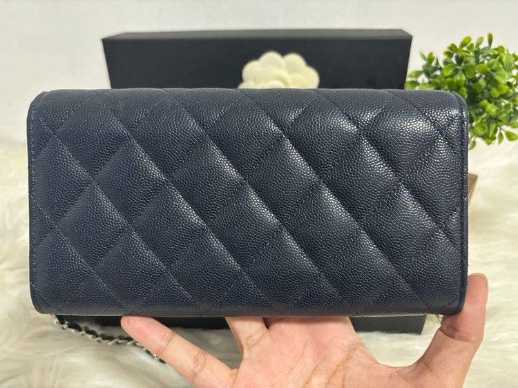 sarah long wallet navy carviar มือสองแท้💯  รูปที่ 7