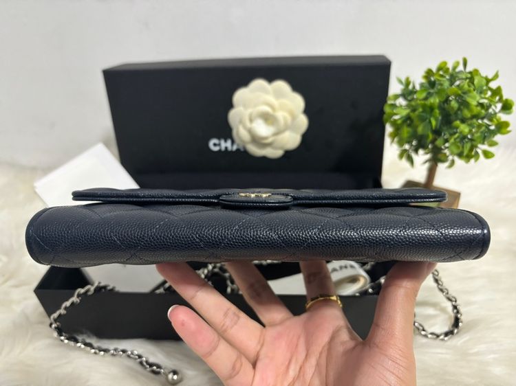 sarah long wallet navy carviar มือสองแท้💯  รูปที่ 5