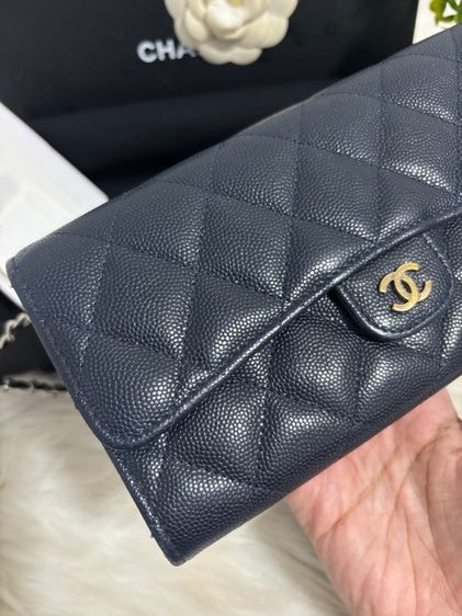 sarah long wallet navy carviar มือสองแท้💯  รูปที่ 8