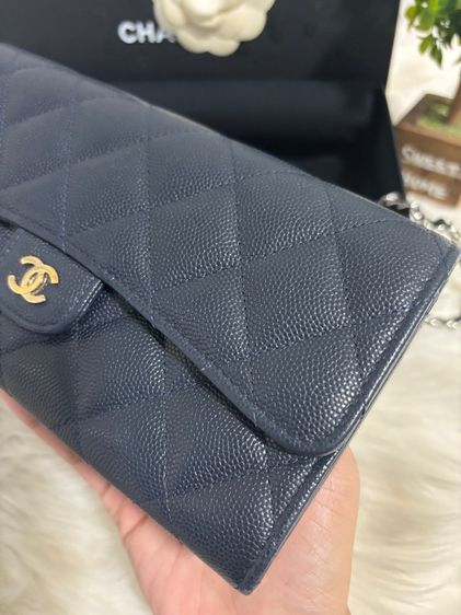 sarah long wallet navy carviar มือสองแท้💯  รูปที่ 9