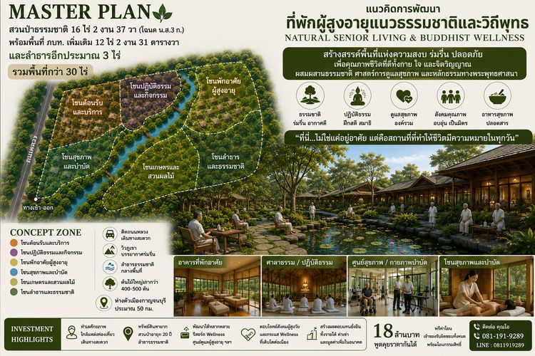 Rare Property เพื่อธุรกิจ Senior Care อาณาจักรสวนป่า วิวภูเขาด้านหลัง ติดถนนหลวง จ.กาญนบุรี รูปที่ 2