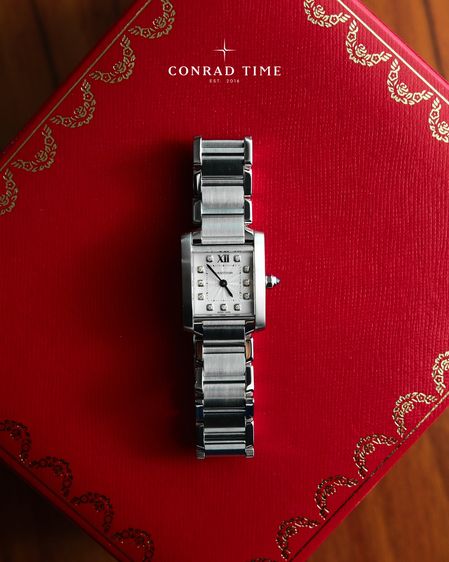 Cartier Tank Francaise 3217 Small Silver Diamond Dial Stainless steel 2015 20x25mm. Fullset  รูปที่ 2