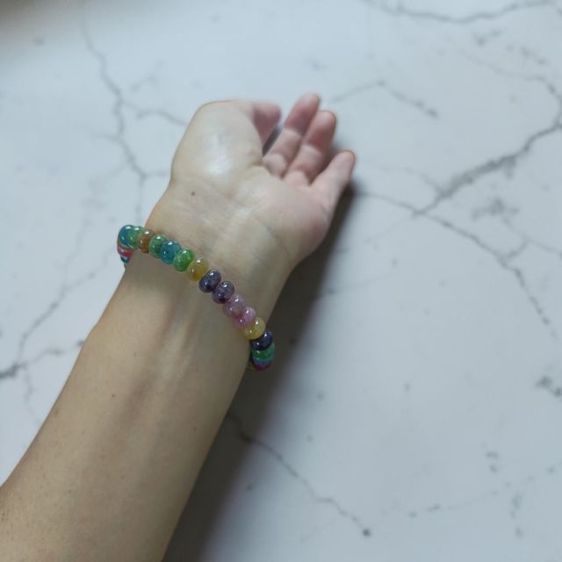 สร้อยข้อมือ ทัวร์มาลีน ทรงโดนัท หลากสี รูปที่ 6