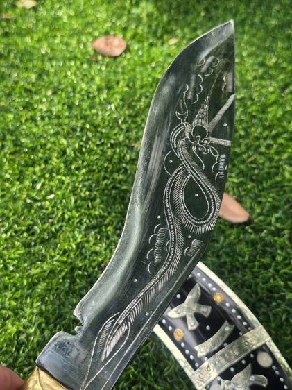 Gurkha Kukri มีดกูรข่า ด้ามหายาก จากเนปาลแท้ ด้ามฝักเขาสัตว์ ขนาดปลายฝักถึงด้ามจับ 37.5Cm. ใบมีด22Cm. ใบมีดหนาคม มีน้ำหนัก  รูปที่ 6