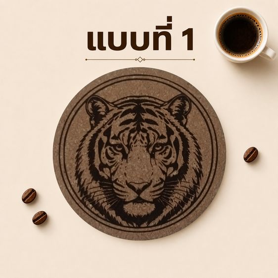 แผ่นรองแก้วคอร์กอัด ลายสัตว์ป่า รูปที่ 3
