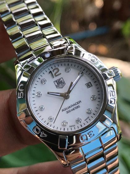 ขาว TAG Heuer Aquaracer Quartz Lady Diamond White Pearl Dial WAF1415🇨🇭🇨🇭
