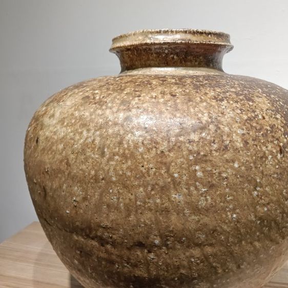 ส่งต่องานชิ้นเอก: ไหชิการากิขนาดใหญ่ (Shigaraki Ōtsubo) โดยปรมาจารย์ Takahashi Rakusai V พร้อมกล่องไม้. รูปที่ 6