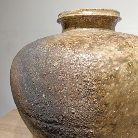 ส่งต่องานชิ้นเอก: ไหชิการากิขนาดใหญ่ (Shigaraki Ōtsubo) โดยปรมาจารย์ Takahashi Rakusai V พร้อมกล่องไม้. รูปที่ 9
