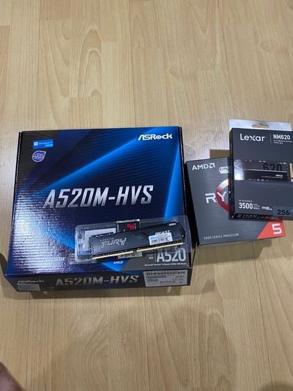 ขายชุด mb asrock a520 ram 8gb Kingston cpu Ryzen 5 5500gt ssd Lexar ใหม่ยังไม่ประกอบ