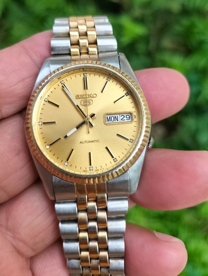 Vintage Seiko 7s26 3110 auto day date หน้าทองขอบหยักฮิต สองกษัตริย์ สายใหม่ทองสวย หน้าปัดทองใส เดินปรกติ กระจกใหม่
